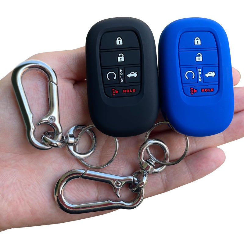 TANDRIVE Key Fob Cover for (5 Buttons) Honda 2022 2023 2024 2025 Civic Accord HR-V Pilot CR-V, Silicone, 2-Pack, Black Blue - Image 1